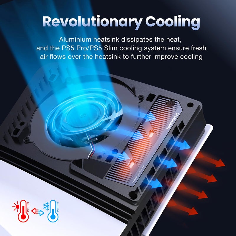 GRAUGEAR PS5 Pro/PS5 Slim M.2 SSD Heatsink with Heatpipe, Integrated Copper Heatpipe and Aluminum Fins for High-Efficiency Cooling, Compatible with NVMe SSD Upgrade for PlayStation 5 - Image 5